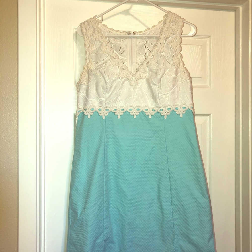 Lilly Pulitzer white and teal cutout sundress